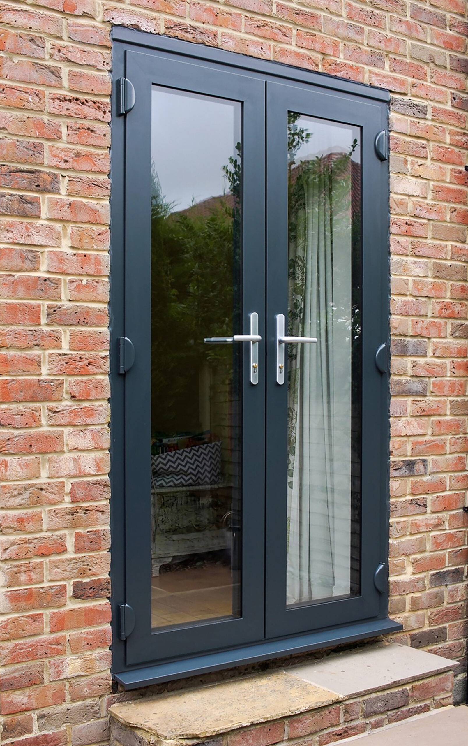 Grey aluminium French door