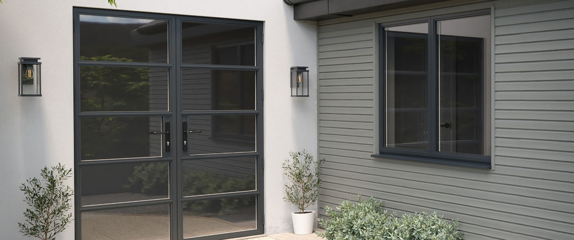 black aluminium French doors