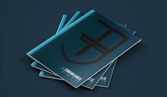 Multiple mock-up covers for Endurance Aluminium brochures