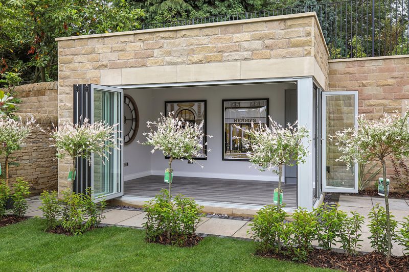 light grey aluminium bifold doors