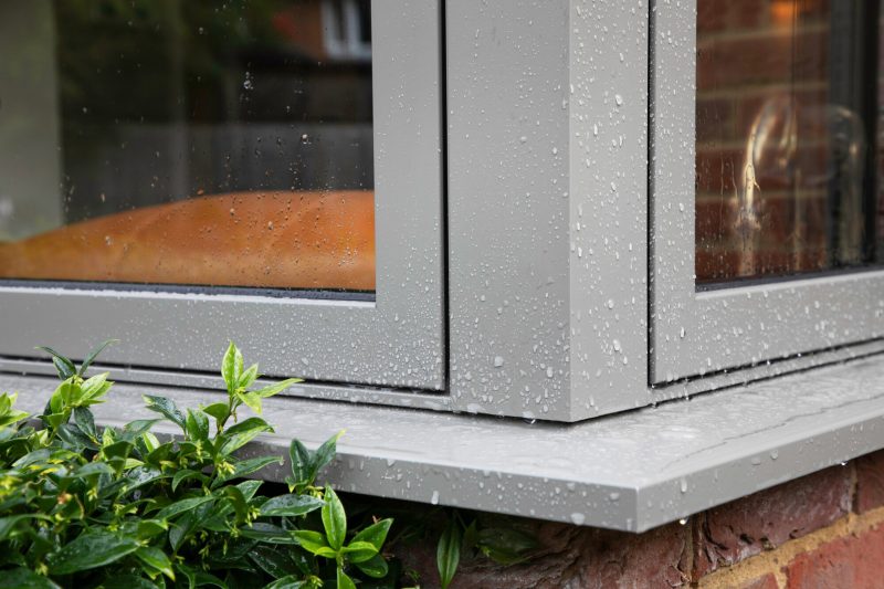 light grey aluminium bay windows